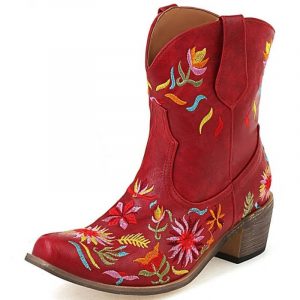 Bottines Western Rouges Femme