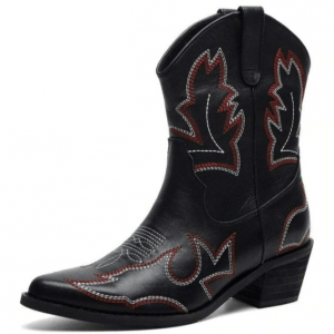 Bottines Style Cowboy Noires